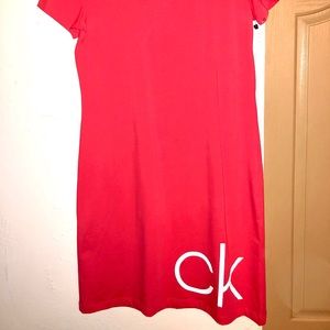 Coral pink t shirt dress- Calvin Klein